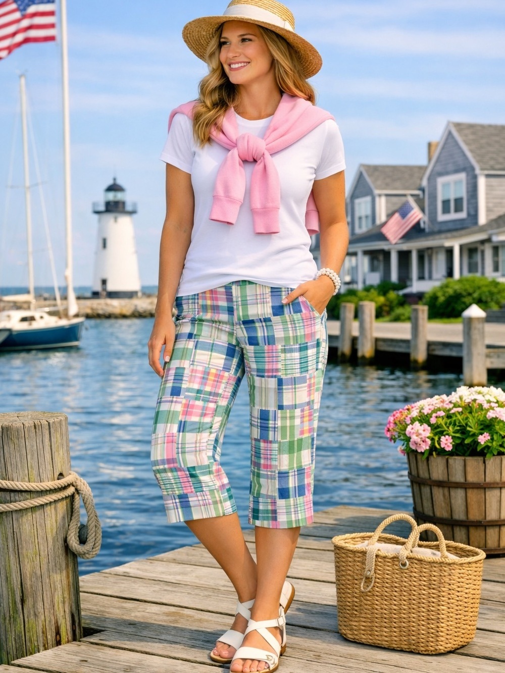 Cape Madras Capri Pants 14 Coastal Old
Money Preppy Cotton Patchwork